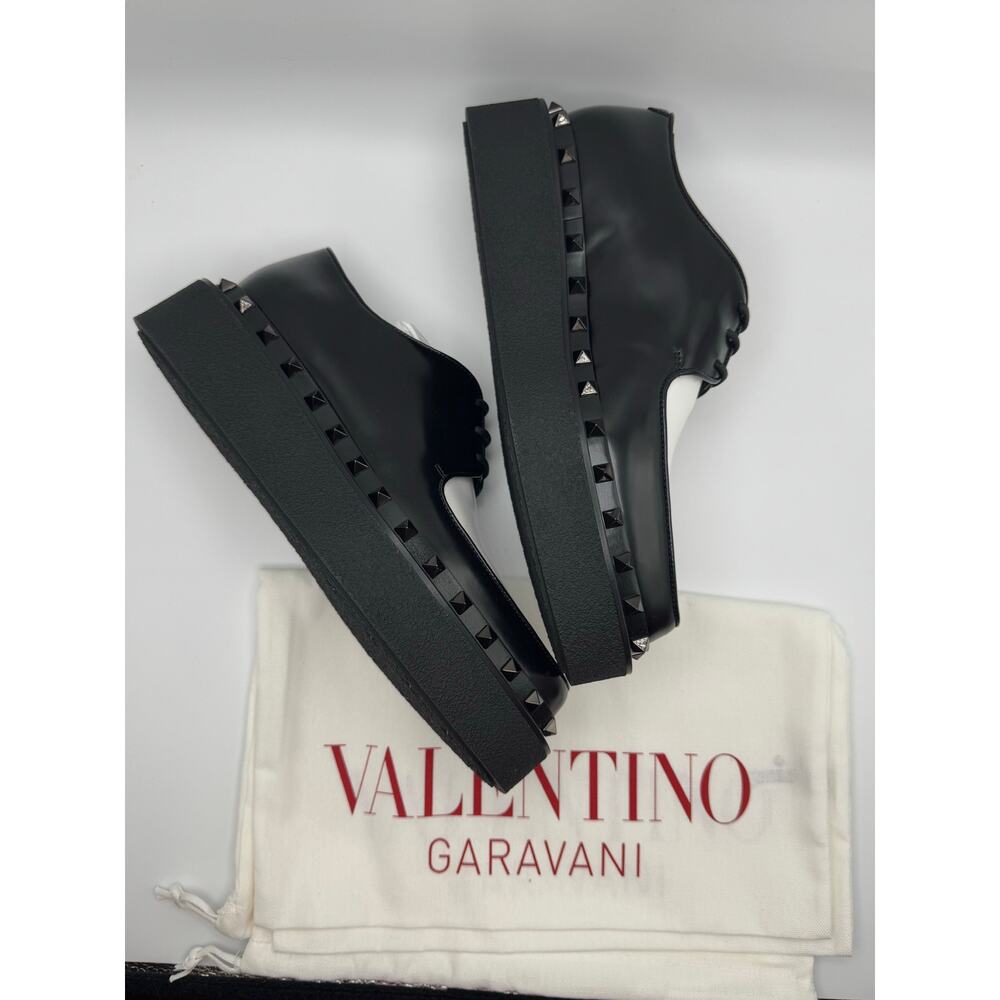 Valentino Garavani Rockstud M-Way Derby Black Leather Shoes EU 38.5 - Picture 9 of 16